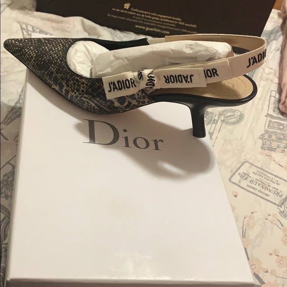 J’adior off white ribbon heels